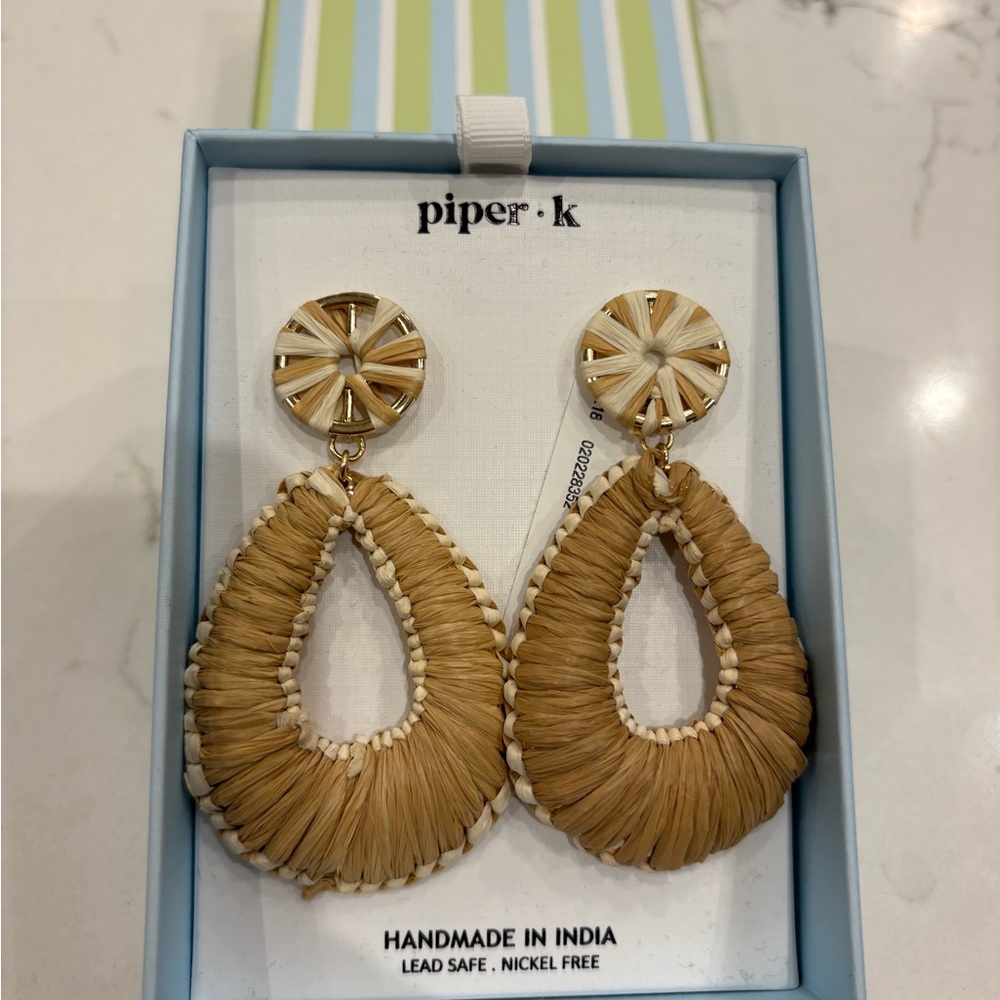 Piper Bohemian Tan and Gold Statement Earrings